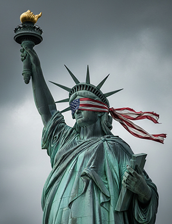 Statue of Liberty blindfolded